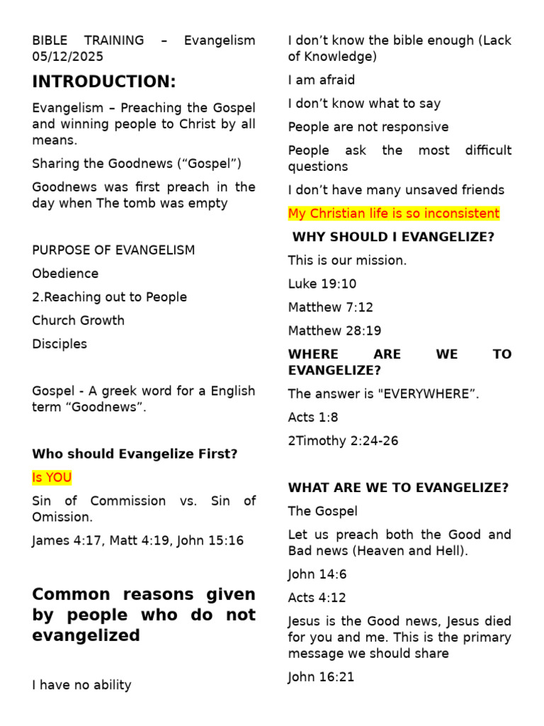 Evangelism Training: Sharing the Gospel | PDF | Jesus | Gospels