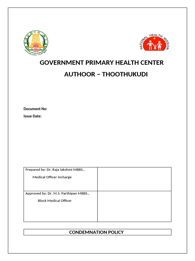 Condemnation Policy for Health Equipment | PDF