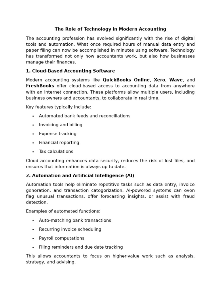 The Role of Technology in Modern Accounting | PDF | Cloud Computing ...