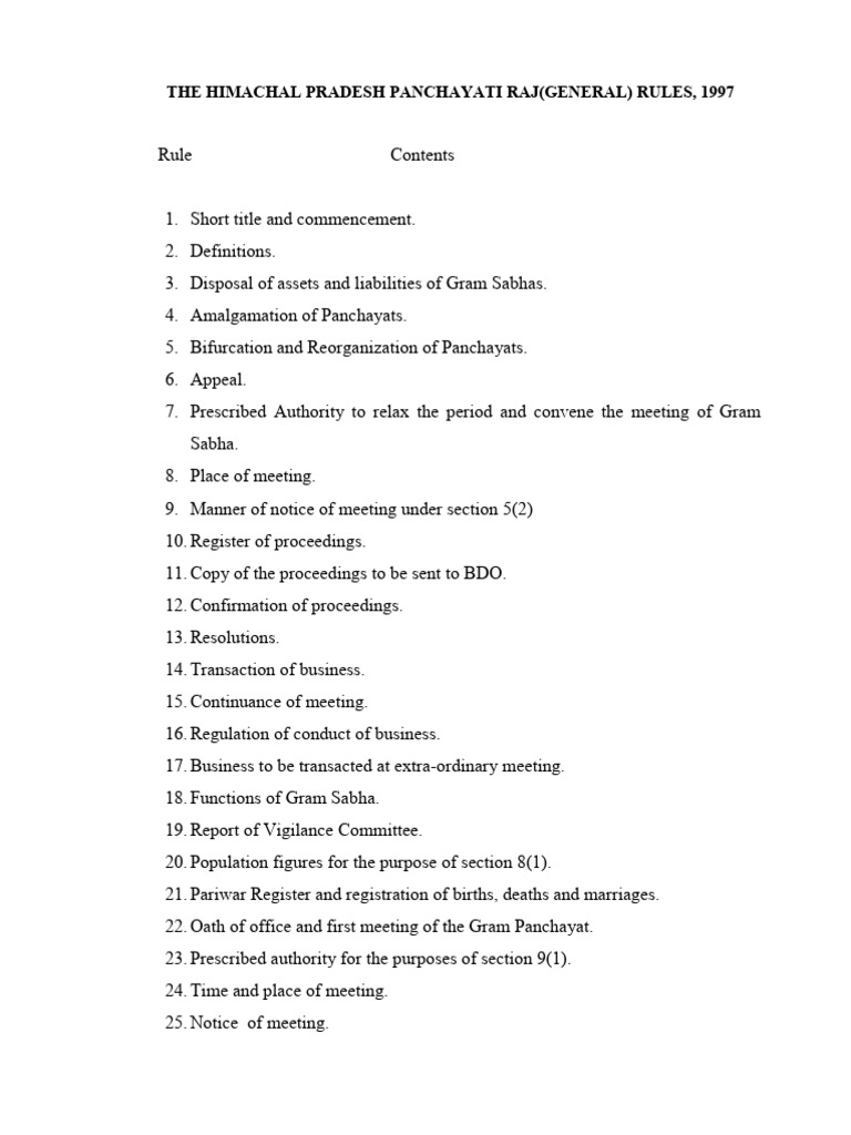 Himachal Panchayati Raj General Rules | PDF | Government