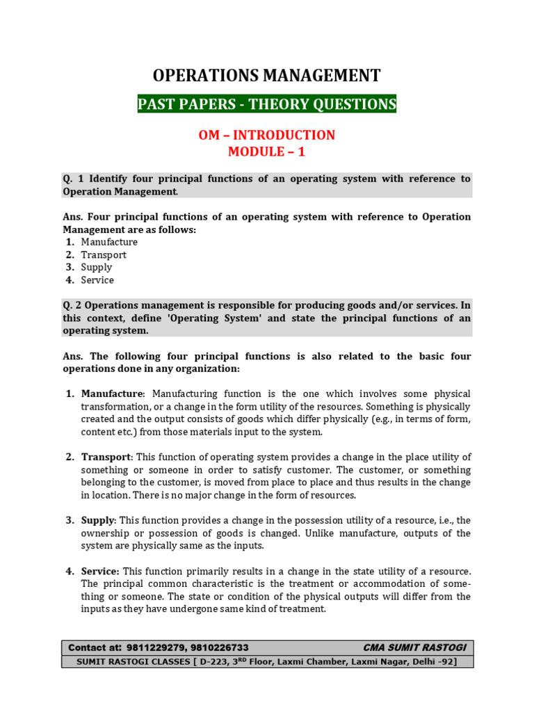 Om - Past Papers Theory Questions-1 | PDF | Linear Programming | Business