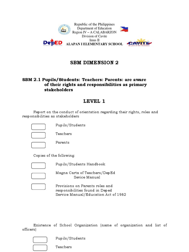 SBM Indicators PDF Teachers Evaluation