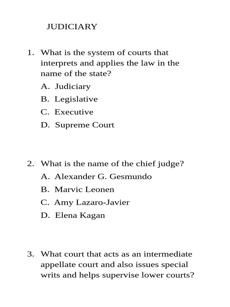 Judiciary System and Functions Explained | PDF | Appellate Court ...