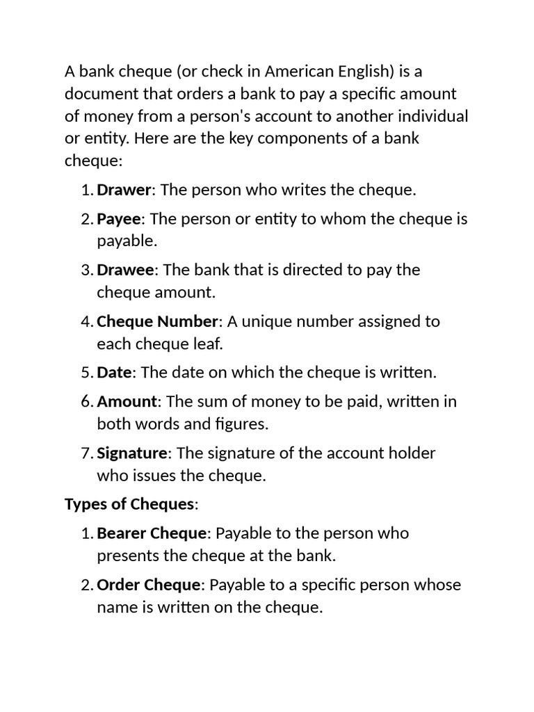 Understanding Bank Cheques and Types | PDF