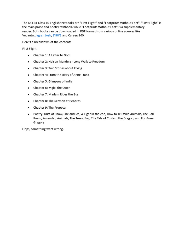 Class 10 NCERT English Textbooks PDF | PDF