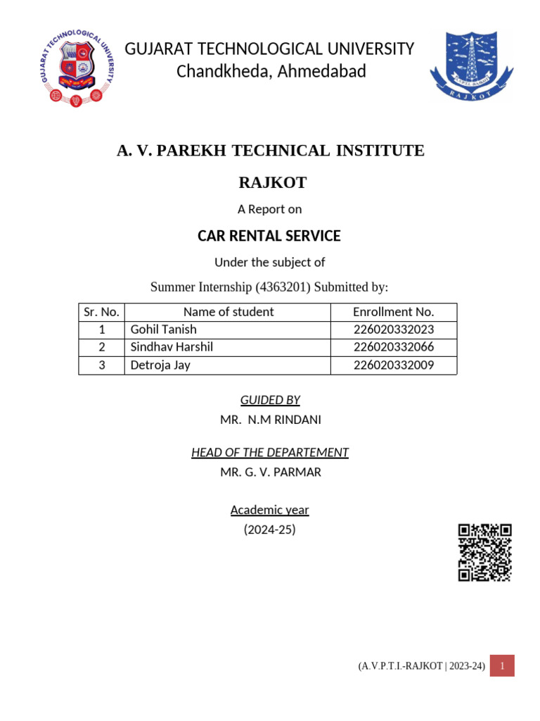 Car Rental Service Project Report | PDF | Web Development | Databases