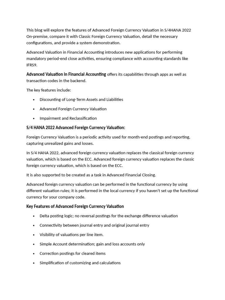 Advanced Currency Valuation in S/4HANA | PDF | Valuation (Finance ...