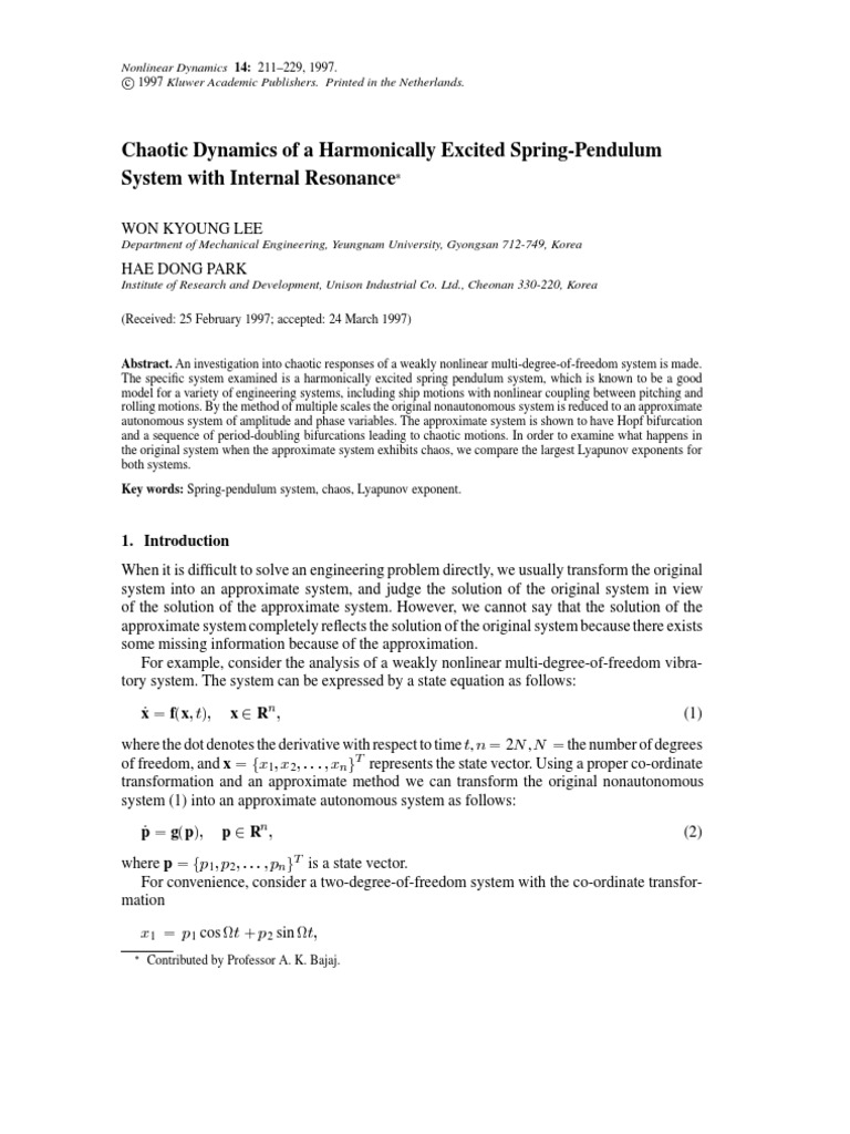 Chaotic Dynamics in Spring-Pendulum System | PDF | Chaos Theory ...