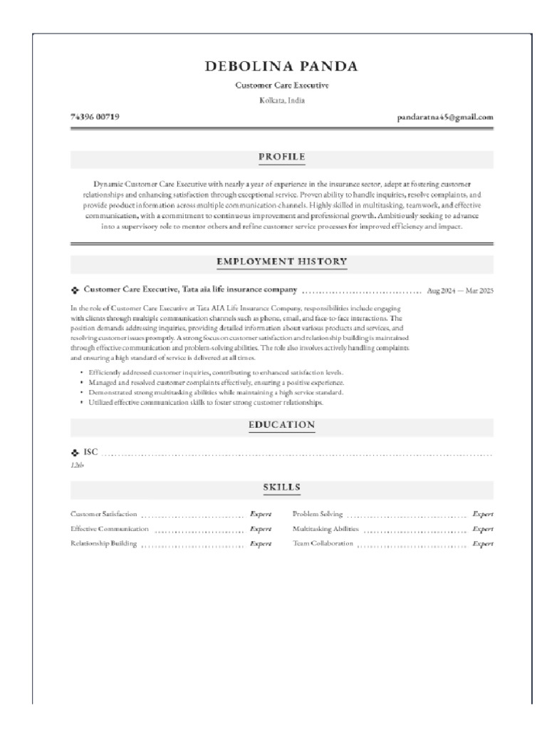 Debolina Panda CV | PDF