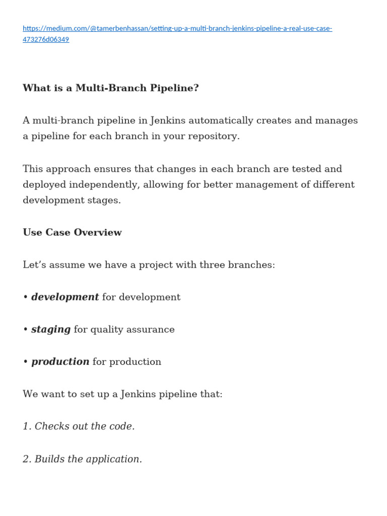 Jenkins Multi-Branch Pipeline Setup | PDF | Version Control | Software ...