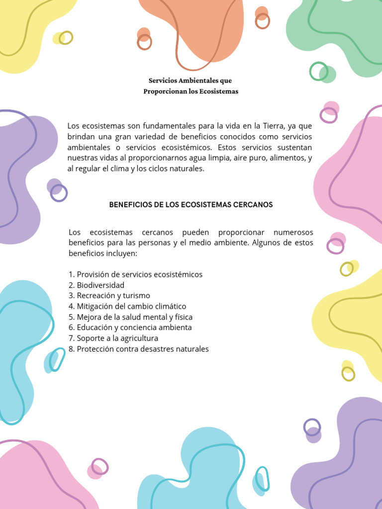 Beneficios de los Ecosistemas Cercanos | PDF