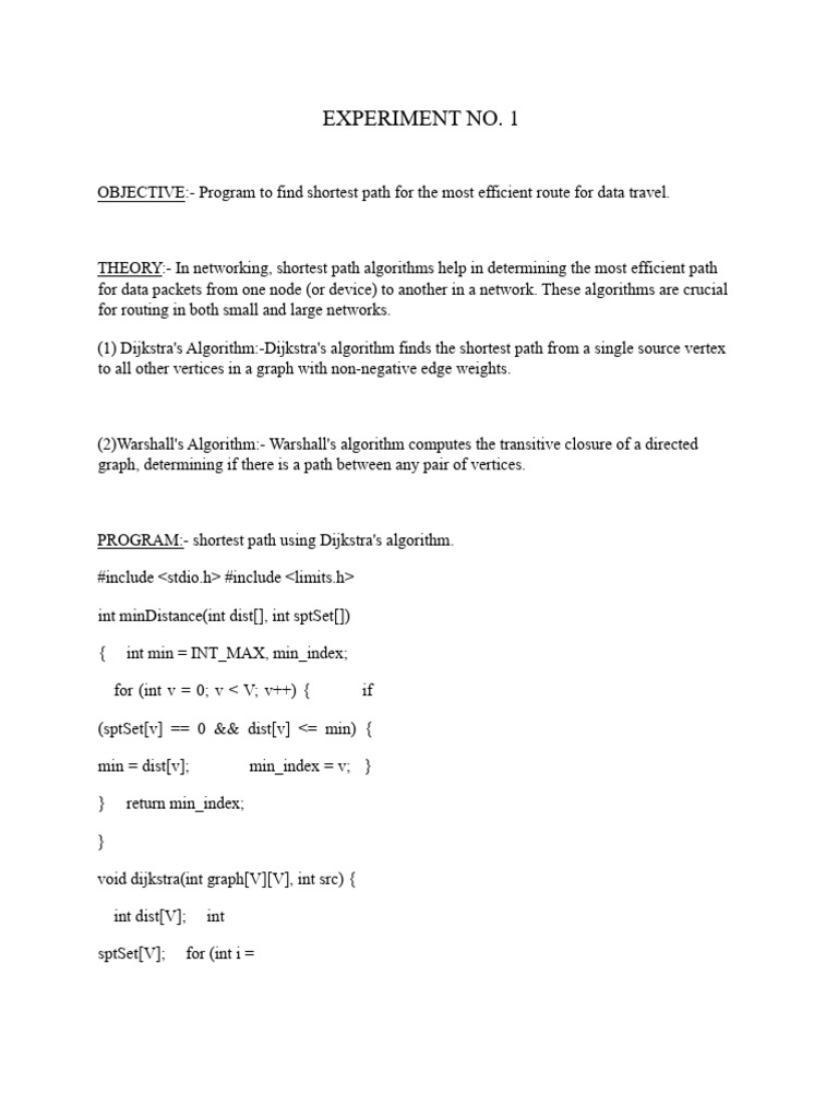 Shortest Path Algorithm in C | PDF