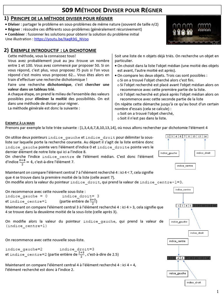 Méthode Diviser pour Régner en Informatique | PDF | Algorithmes ...