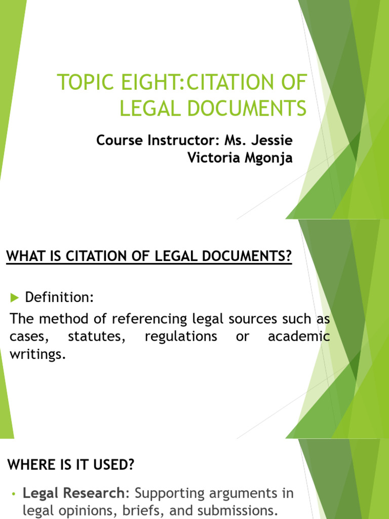 Part 8 - Citation of Legal Documents | PDF | Precedent | Citation