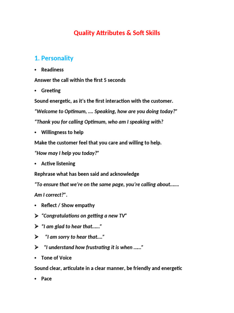Quality Attributes & Soft Skills - Optimum | PDF