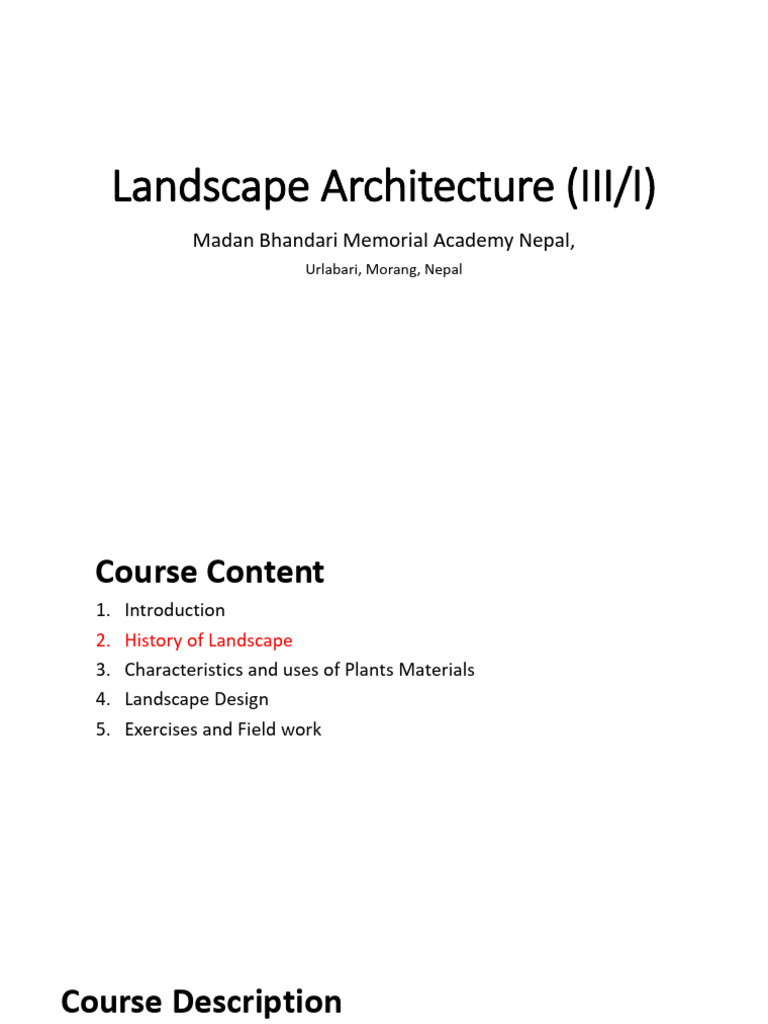 Landscape Architecture Course Overview | PDF