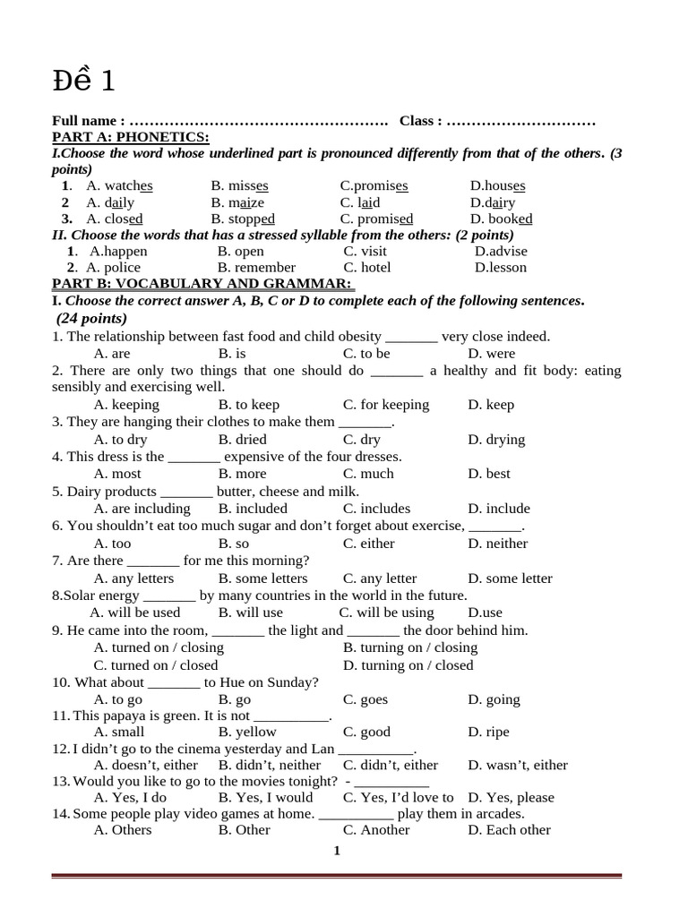 Phonetics and Grammar Practice Test | PDF | Elephant | Linguistics