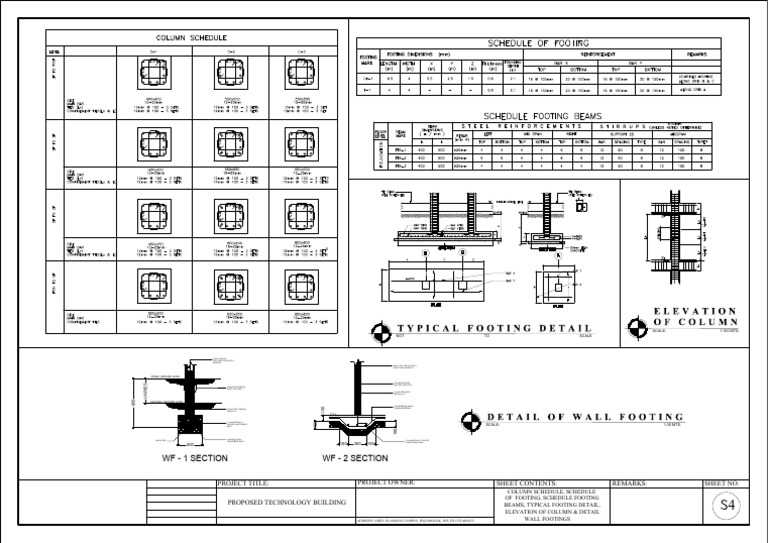 Footing and Column Details for Technology Building | PDF