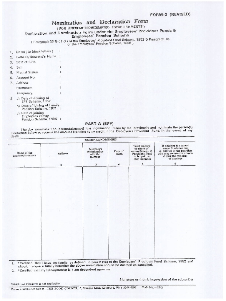 PF Form - 2 (Revised) | PDF
