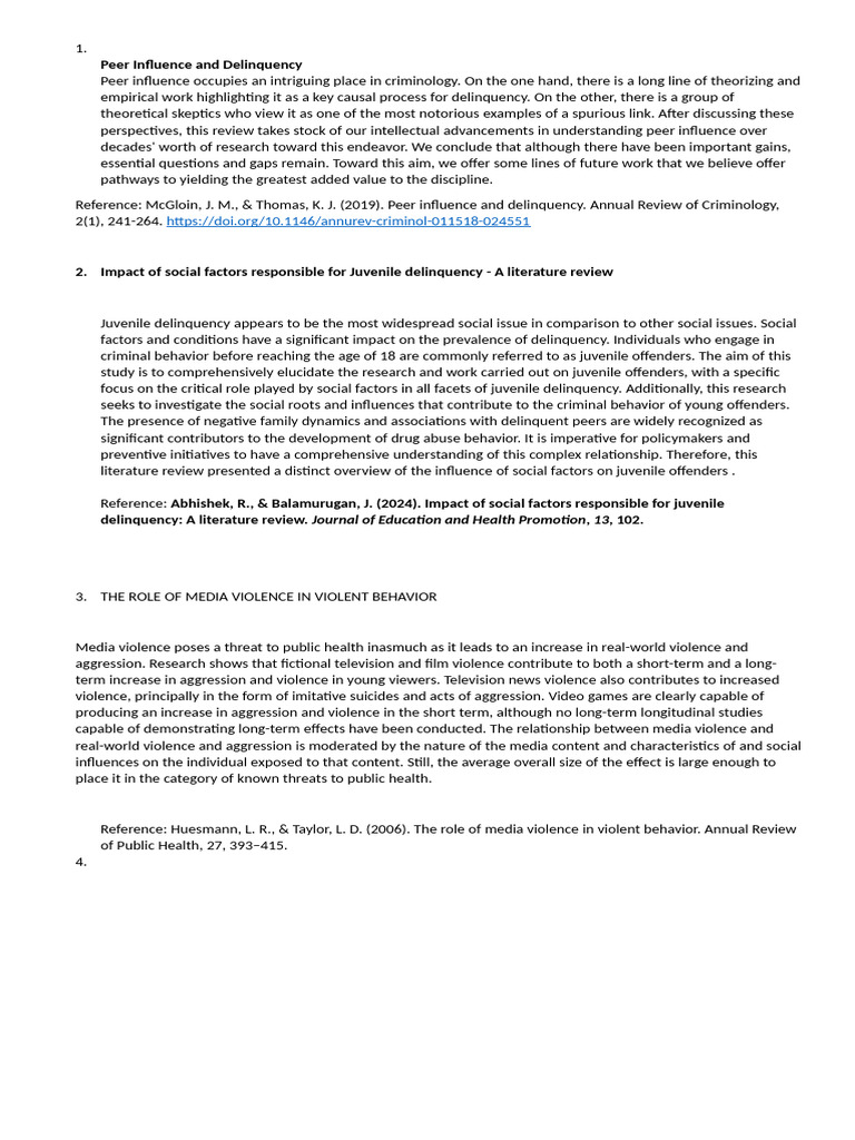 Peer Influence in Juvenile Delinquency | PDF | Juvenile Delinquency ...