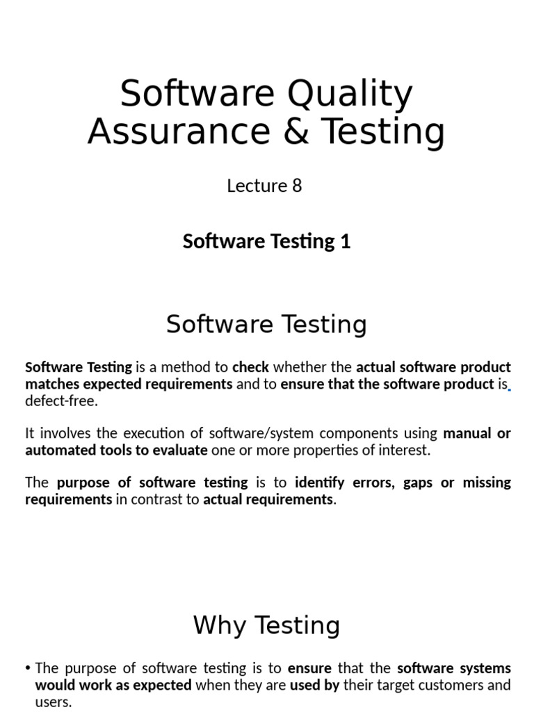 Lecture 8 Testing 1 | PDF | Software Testing | Software