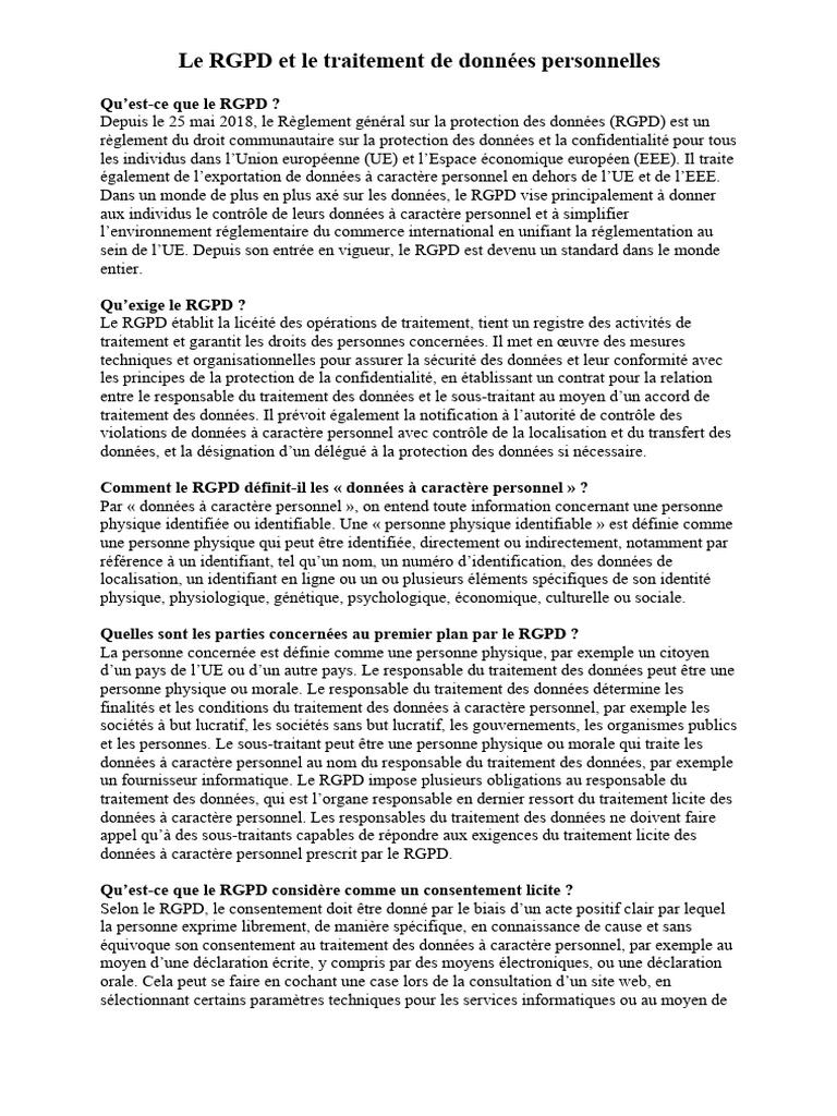 RGPD : Guide sur la protection des données | PDF | Vie privée et ...