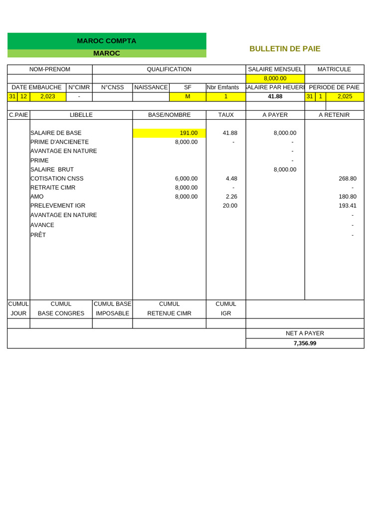 Salaire net et bulletin de paie 2025 | PDF | Salaires | Bulletin de ...