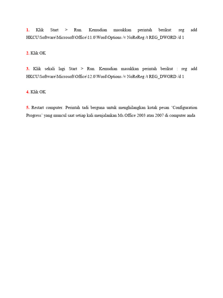 Hilangkan Pesan Konfigurasi Office | PDF