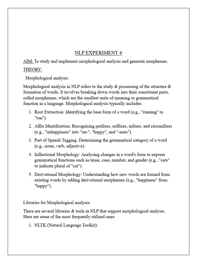 Morphological Analysis in NLP Explained | PDF | Morphology (Linguistics ...