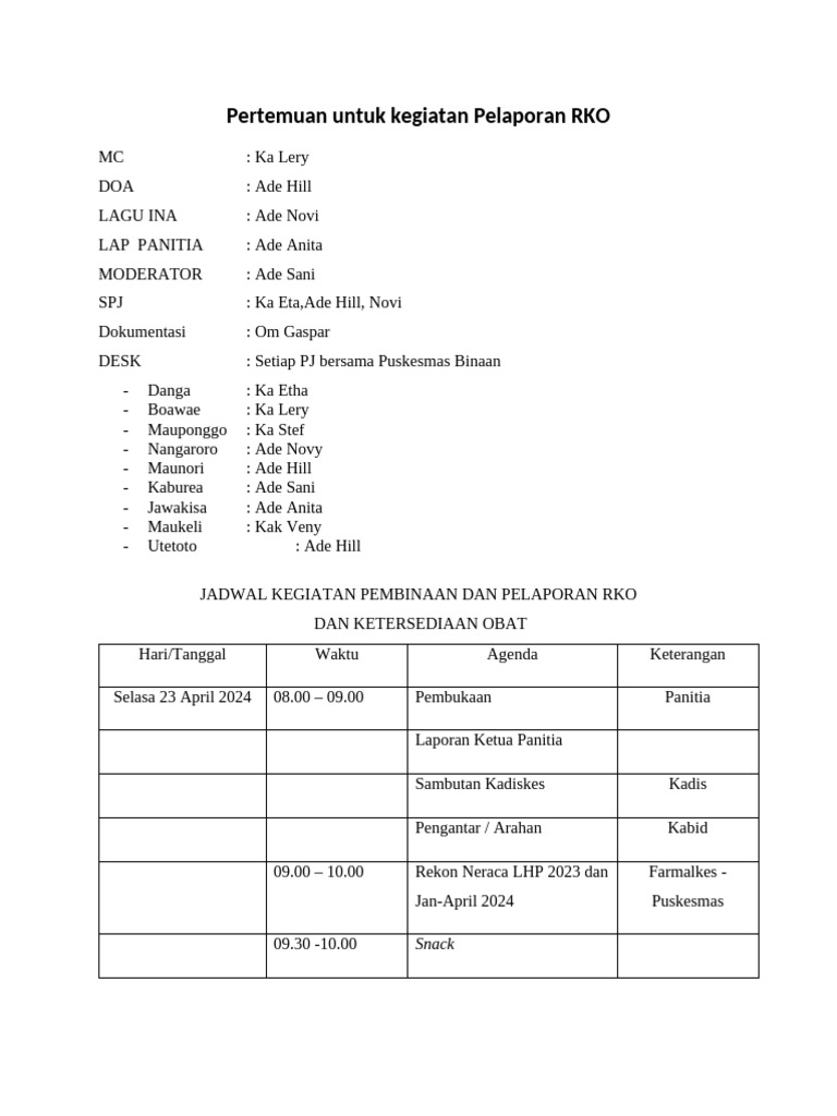 Pelaporan RKO dan Pembinaan Kesehatan | PDF