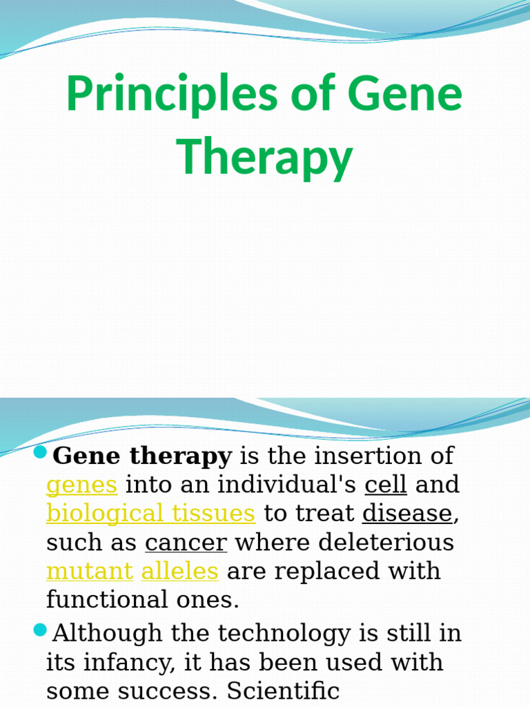 Gene Therapy: Principles and Techniques | PDF | Gene Therapy | Virus