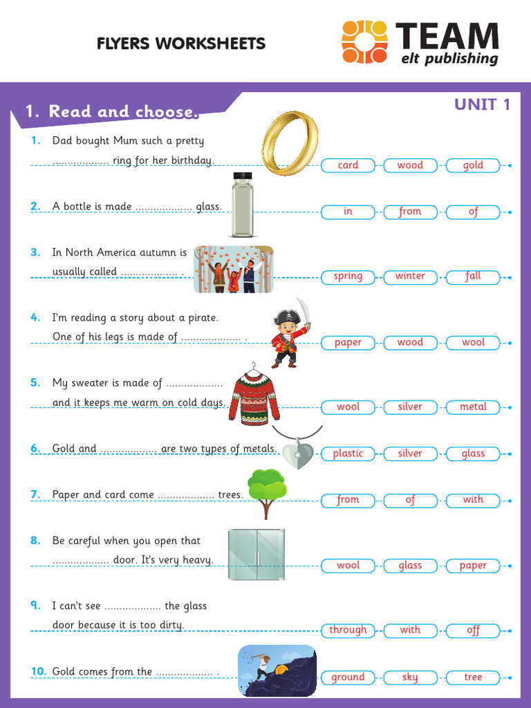FLYERS Exam All Units Worksheeets | PDF | Meal | Lunch