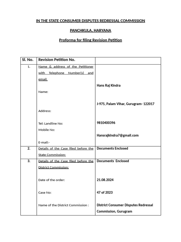 Proforma for Consumer Complaint Filing | PDF | Affidavit