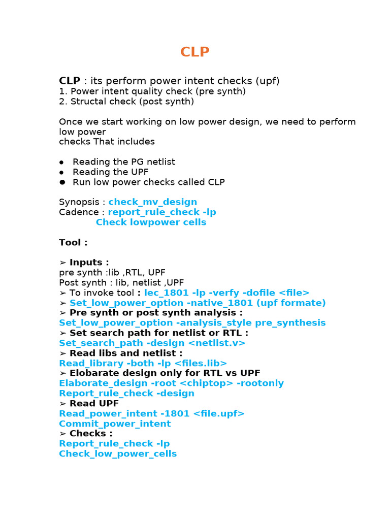 Power Intent Quality Checks in CLP | PDF