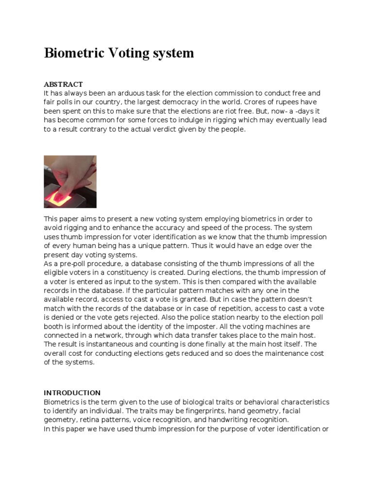 Biometric Voting System - Base Paper | PDF | Image Scanner | Fingerprint
