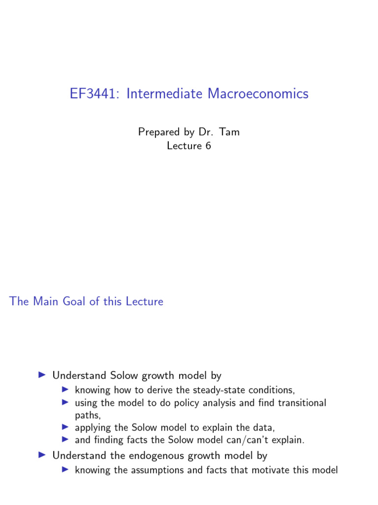 Solow and Endogenous Growth Models Explained | PDF | Economics | Economies