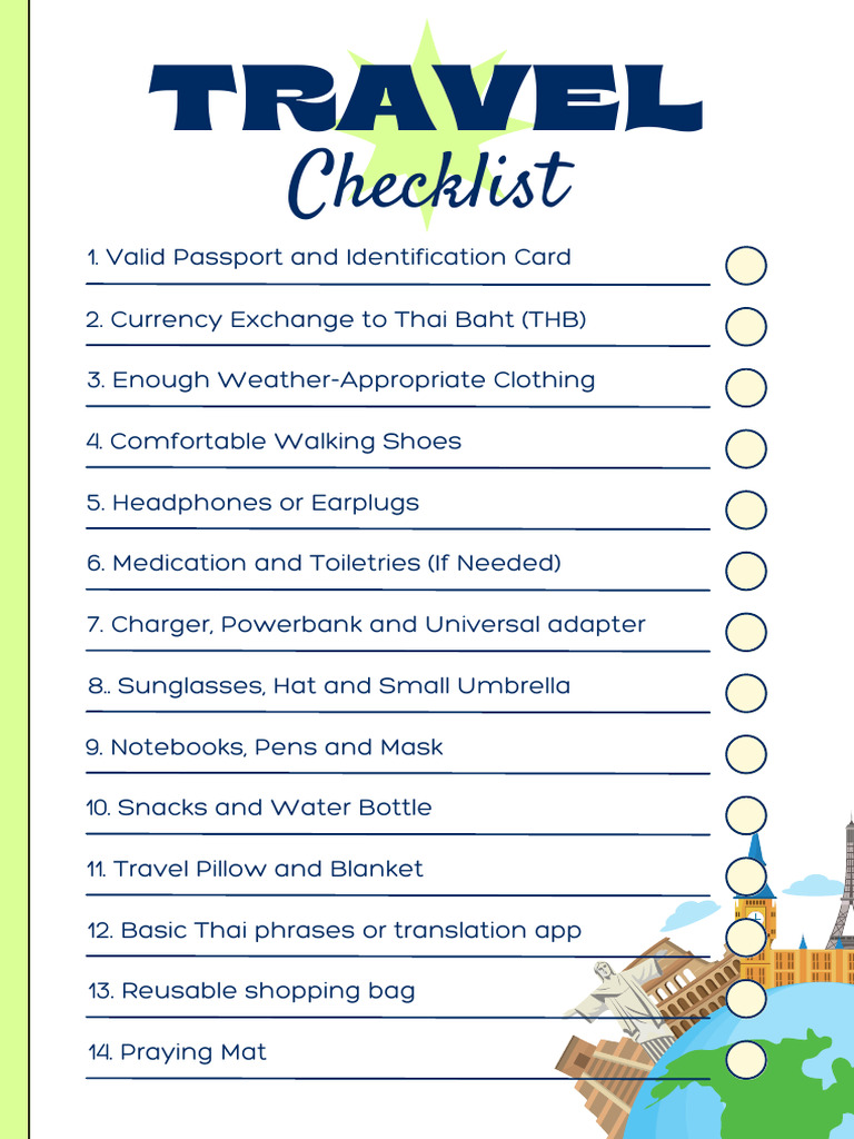 Cream Green Navy Modern Travel Checklist | PDF