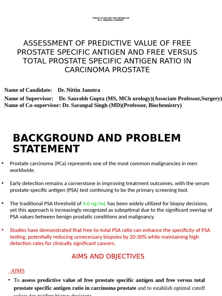PSA Ratio's Role in Prostate Cancer Detection | PDF | Prostate Specific ...