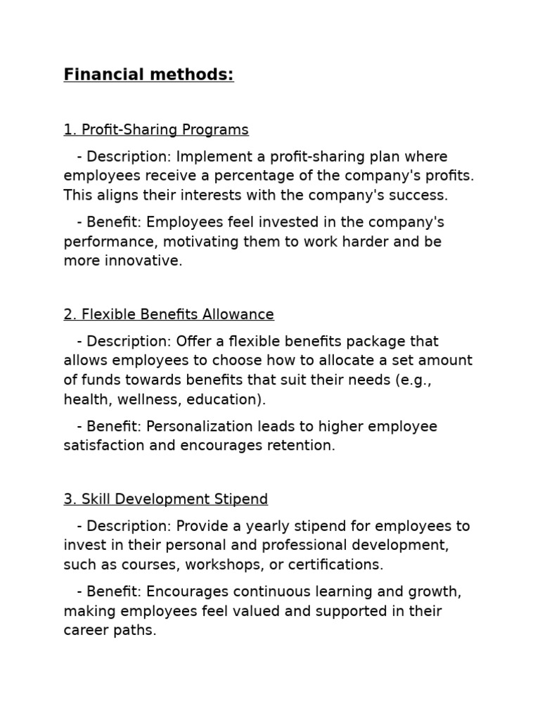Financial and Non-Financial Methods | PDF | Employment | Employee Relations