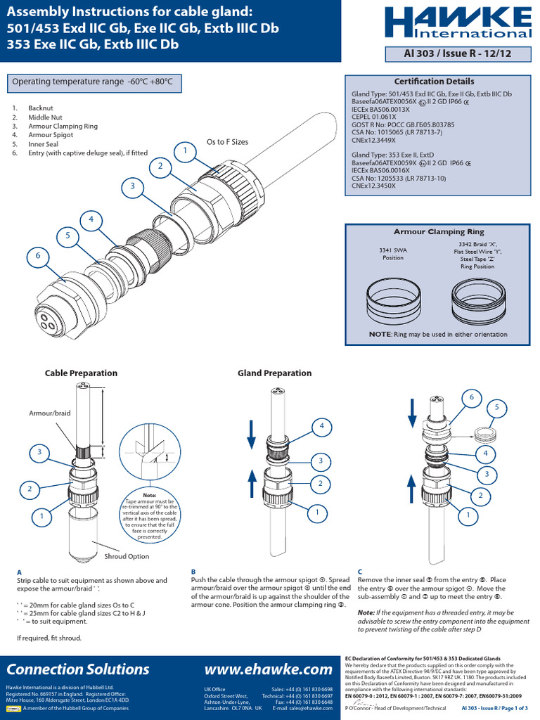 Cable Gland Assembly Instructions | PDF | Nut (Hardware) | Screw