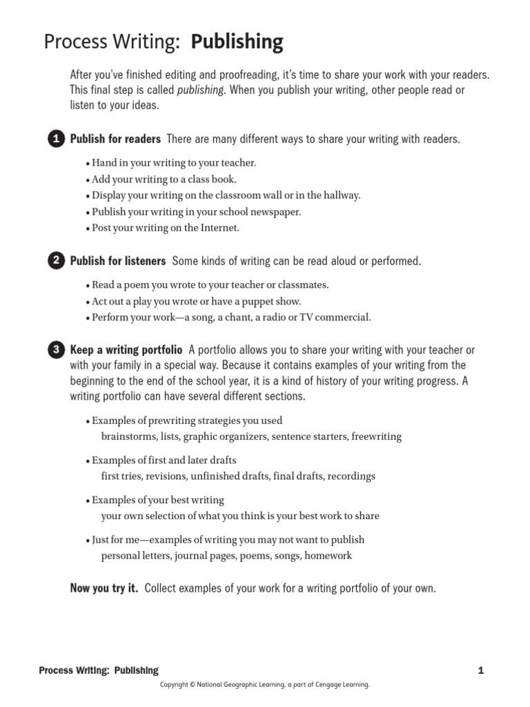 Owi l04 05 Process Writing Publishing Worksheet | PDF