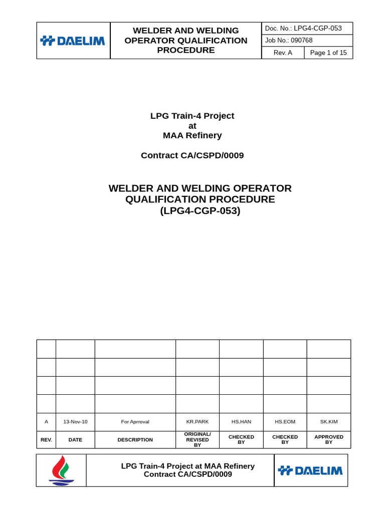 Welder and Welding Operator Qualification Procedure Rev.A | PDF ...