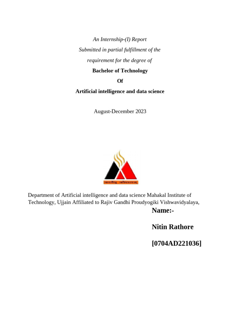 Nitin Rathore's C++ Internship Report | PDF | Method (Computer ...