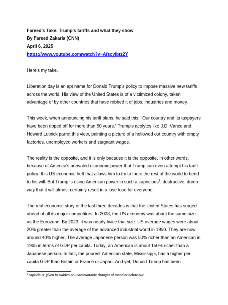 Trump's Tariffs: A Critical Analysis | PDF | Tariff | Protectionism