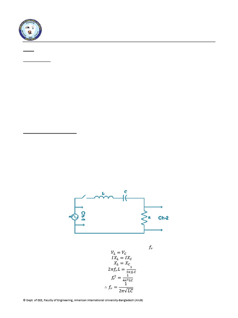 RLC Series Resonance Circuit Analysis | PDF | Resonance | Electrical ...