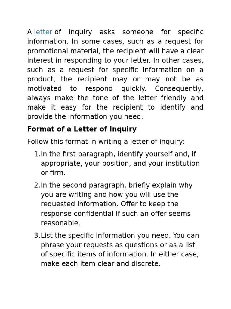 How to Write an Effective Inquiry Letter | PDF