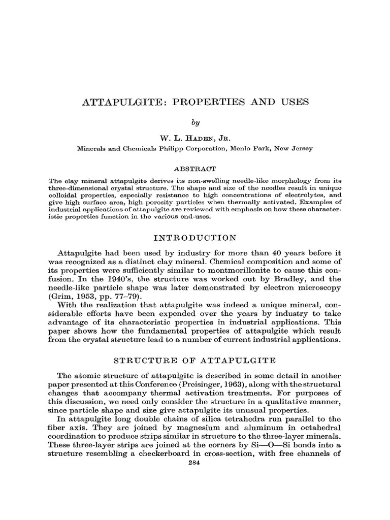 Attapulgite: Properties and Applications | PDF | Adsorption | Colloid
