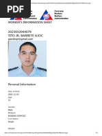 Worker Information Sheet Sample | PDF | Government And Personhood