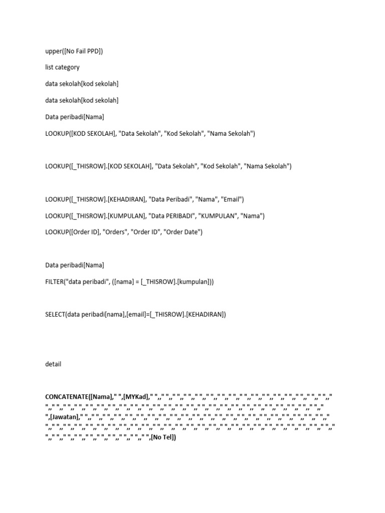 Script List Categori Appseheet | PDF