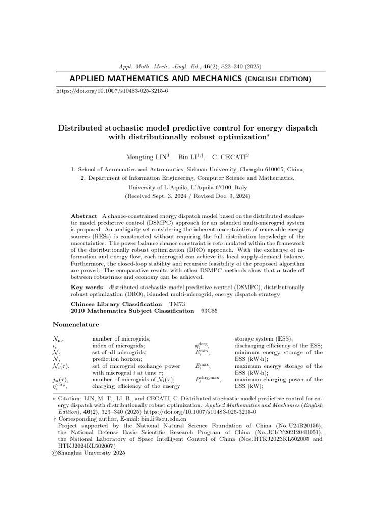 Distributed Stochastic Model Predictive Control for Energy Dispatch ...